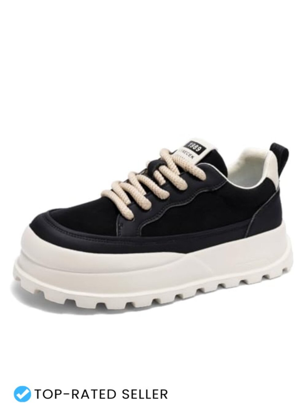 Men's Platform Retro Sneakers Chunky Lace-Up Trainers Casual Walking Shoes